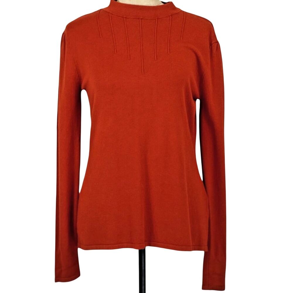 NWT Effies Heart Emmiline Burnt Orange Ruched Shoulder Long Sleeve Sweater XS S